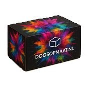 3D doos zwart karton kleuren splash | Doosopmaat.nl