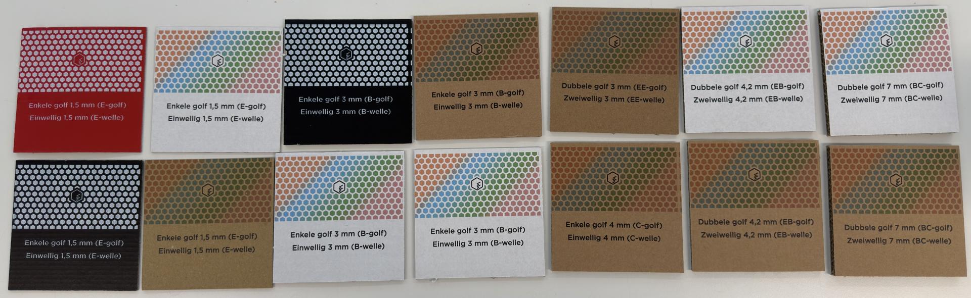 Karton samples van elke kartonkwaliteit en kleur bij Doosopmaat.nl