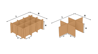 Fefco 933 en 934 vakverdeling met en zonder buffer